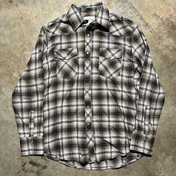 Vintage Y2k Wrangler Wrancher Pearl Snap Brown Shirt - Picture 1 of 3